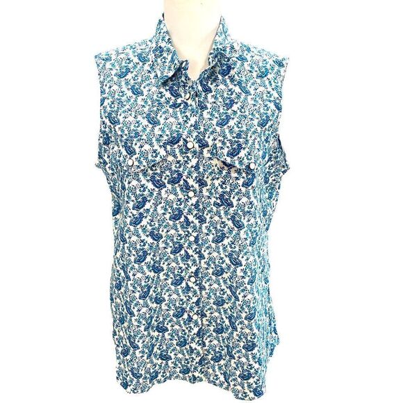 Shyanne navy teal print covered snaps pockets collar brand new - Picture 1 of 3